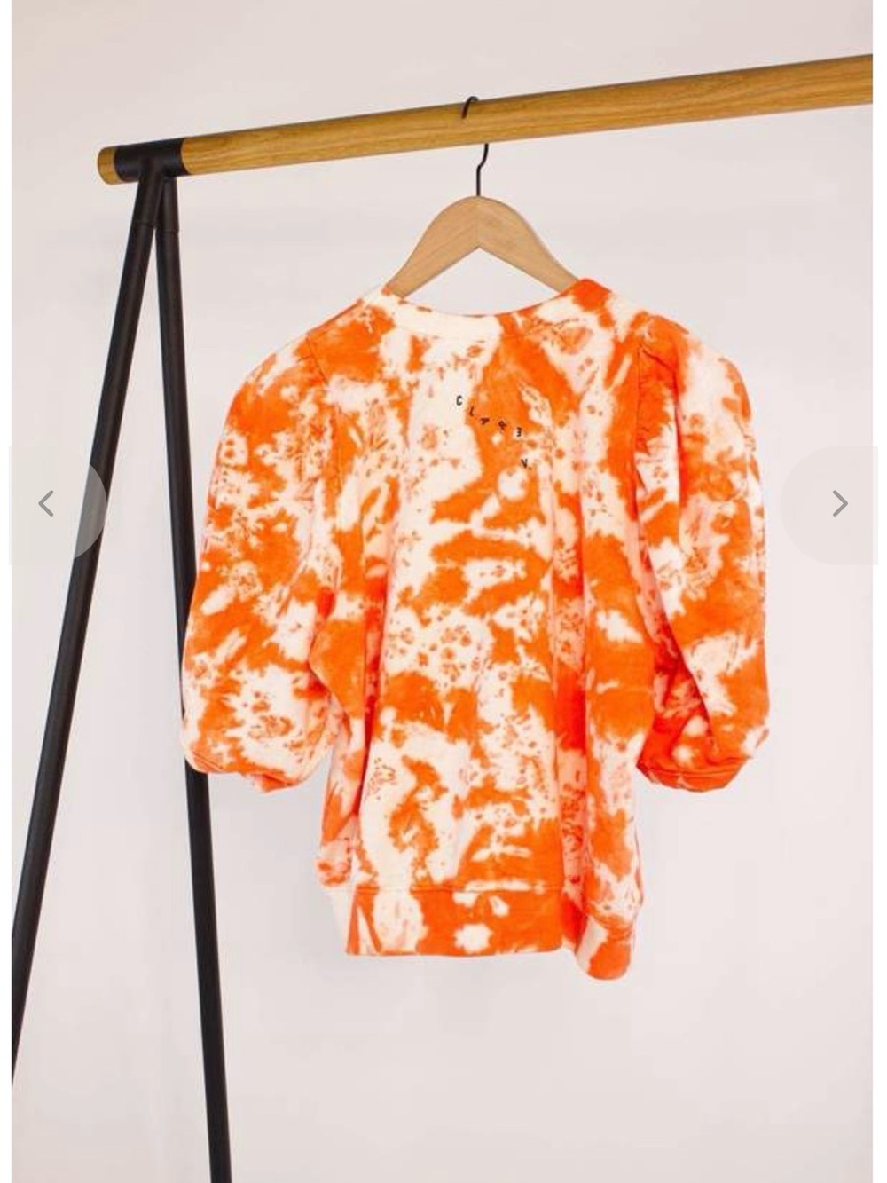 Clare V Orange and Cream Tie-Dye Puff Sleeve Sweatshirt - Picture 4 of 6